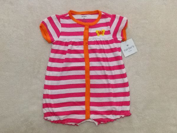 Body listrado Rosa e Branco Carter's - 6 meses