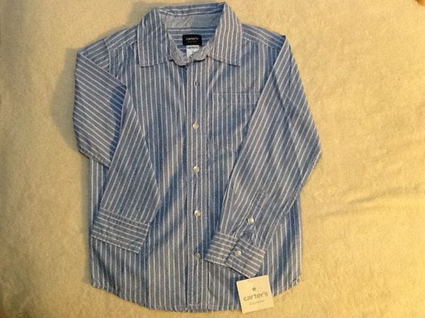 Camisa Azul listrada Carter's 5 anos