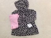 Conjunto casaco de oncinha + calça rosa - 1 ano